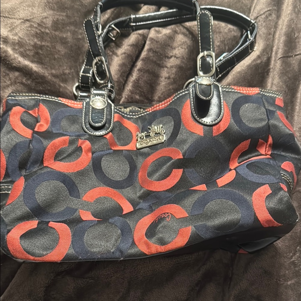 Coach Black and Red Patterned Women's Bag